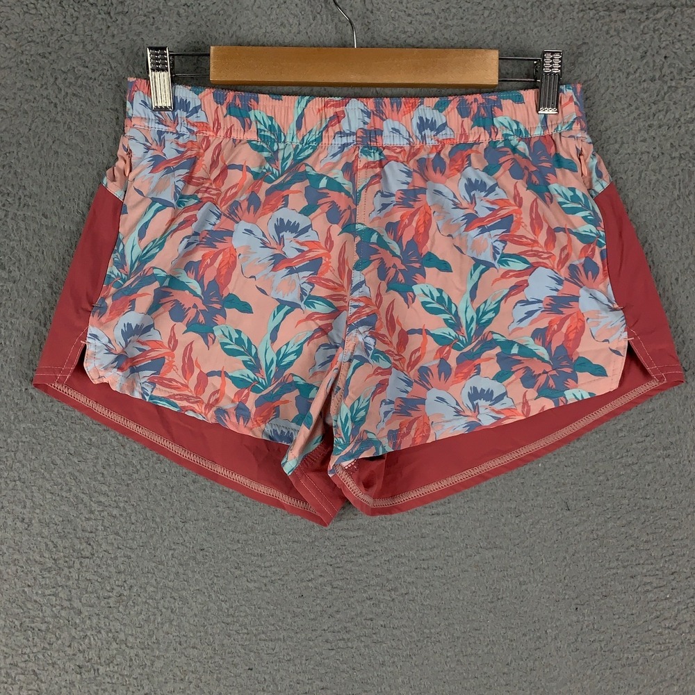 Fair Harbor Shorts Women's Small Pink Tropical Floral Active Lined Athletic Swim